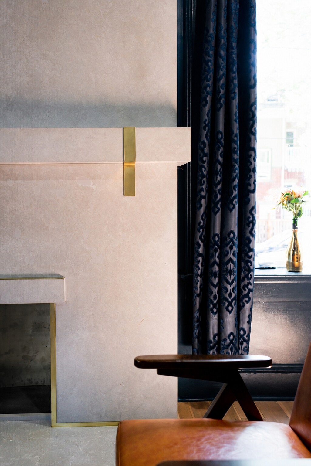 Brass-Inlaid Fireplace — Fireplace surround, Brass inlay, Custom veins